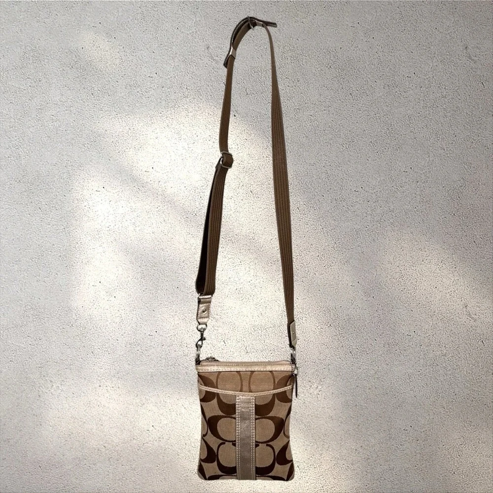 Coach Signature Jacquard Print Brown Canvas Cross-body‎ #A06Q-4680 Women's Purse